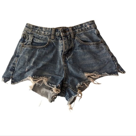 Alexander Wang Distressed Denim Cut Off Jean Shorts - Picture 2 of 10